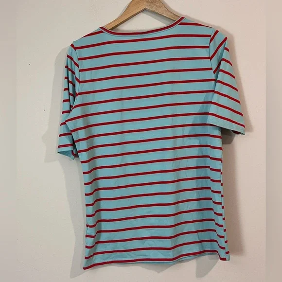 LuLaRoe Red and Teal Striped Top - Picture 3 of 3